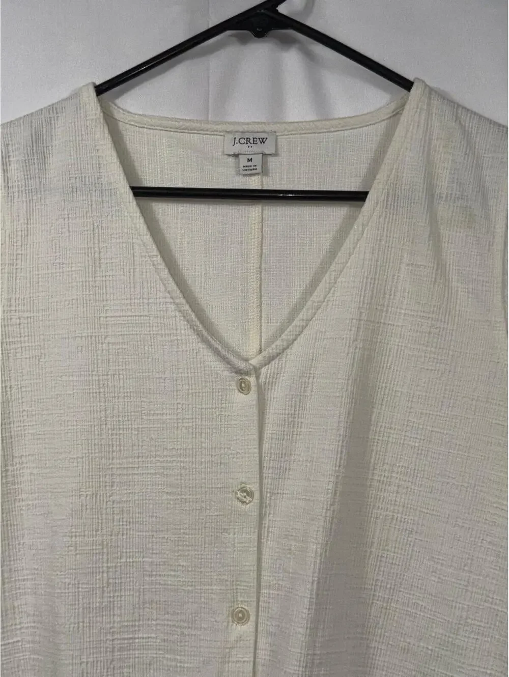J.Crew Ivory Tie-Front Textured Top Size Medium